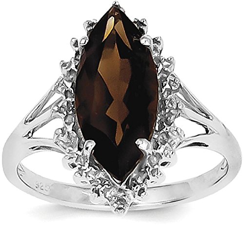 IceCarats 925 Sterling Silver Brown Smoky Quartz Diamond Ring Size 7