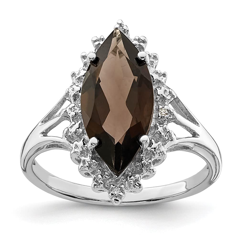 IceCarats 925 Sterling Silver Brown Smoky Quartz Diamond Ring Size 7