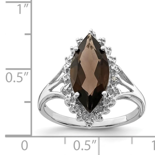 IceCarats 925 Sterling Silver Brown Smoky Quartz Diamond Ring Size 7