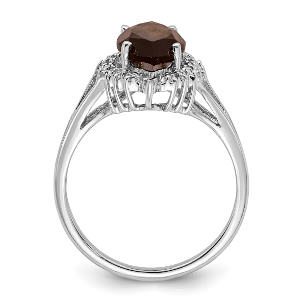 IceCarats 925 Sterling Silver Brown Smoky Quartz Diamond Ring Size 7