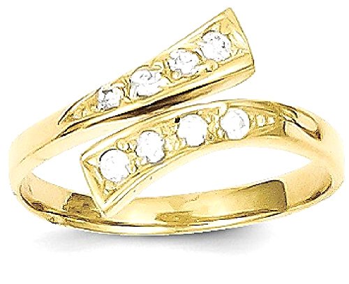 IceCarats 10K Yellow Gold Cubic Zirconia CZ Adjustable Toe Ring Open Midi Band Summer Beach Jewelry