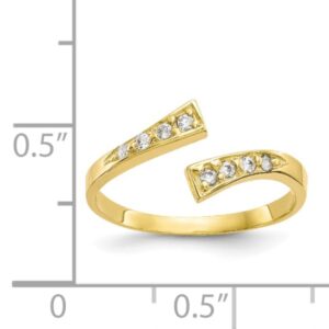 IceCarats 10K Yellow Gold Cubic Zirconia CZ Adjustable Toe Ring Open Midi Band Summer Beach Jewelry