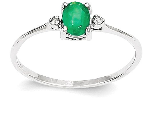 IceCarats 14K White Gold Diamond Green Emerald Ring Gemstone Band April May Birthstone Jewelry Size 6