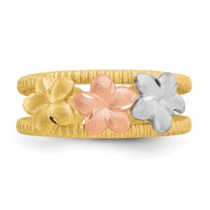 IceCarats 14K Two Tone Gold Hawaiian Plumeria Flower Adjustable Toe Ring Open Midi Band Summer Beach Jewelry