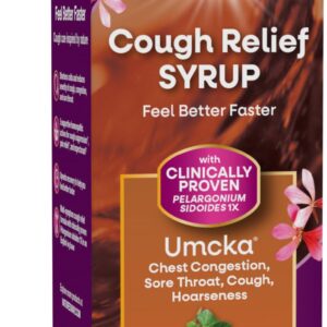 Nature's Way Cough Relief Syrup, Umcka, Chest Congestion, Sore Throat, Cough, Hoarseness, Phenylephrine Free, Homeopathic, Non-Drowsy, 4 Fl Oz (Packaging May Vary)