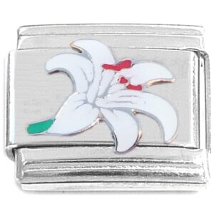 white lily flower italian charm