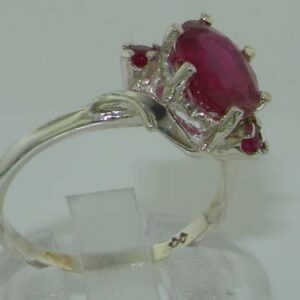 925 Sterling Silver Natural Ruby Womens Trilogy Ring - Sizes 4 to 12 Available