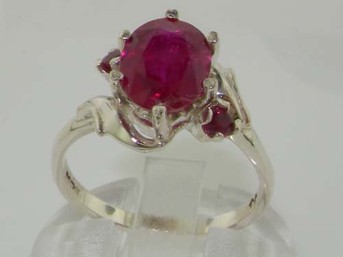 925 Sterling Silver Natural Ruby Womens Trilogy Ring - Sizes 4 to 12 Available