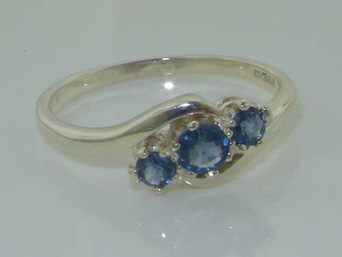 LetsBuyGold 925 Sterling Silver Natural Sapphire Womens Anniversary Ring - Size 10.25