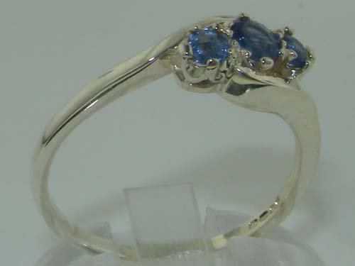 LetsBuyGold 925 Sterling Silver Natural Sapphire Womens Anniversary Ring - Size 10.25