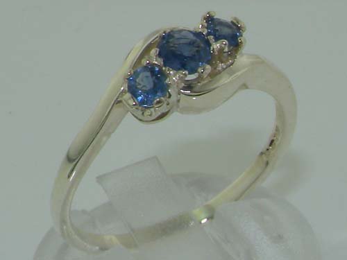 LetsBuyGold 925 Sterling Silver Natural Sapphire Womens Anniversary Ring - Size 10.25