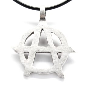 Trilogy Jewelry Pewter Anarchy Symbol Biker Gothic Pendant on Leather Necklace