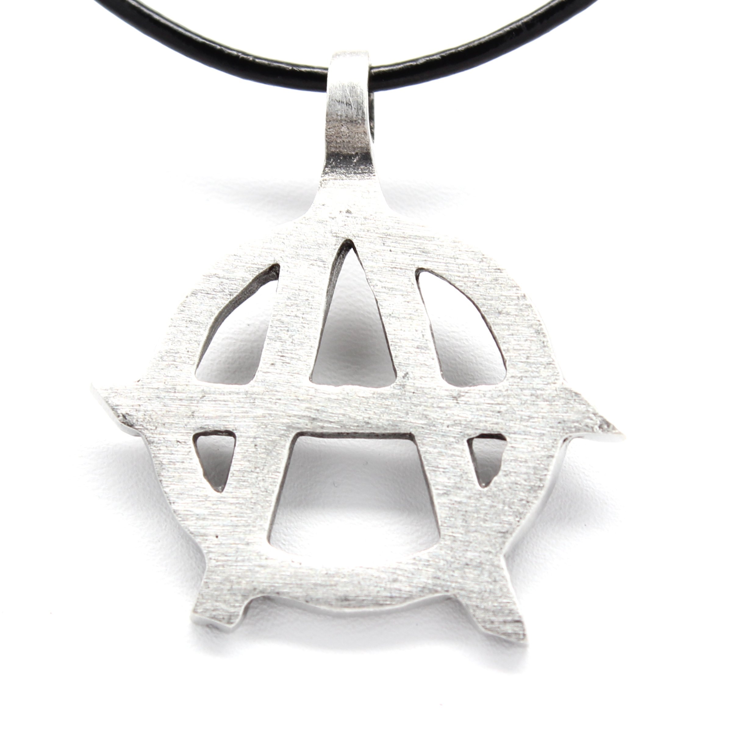 Trilogy Jewelry Pewter Anarchy Symbol Biker Gothic Pendant on Leather Necklace