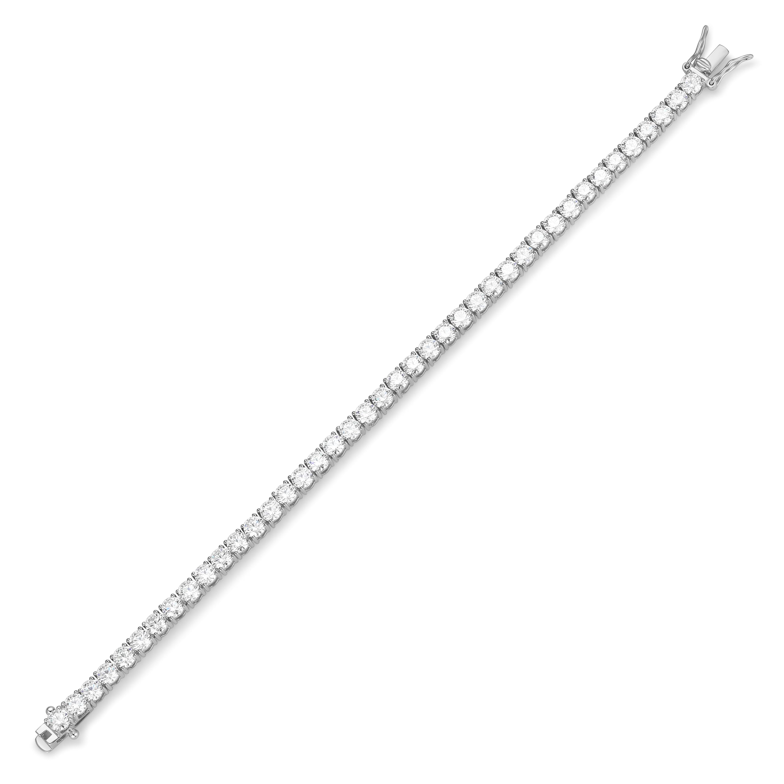 Amazon Essentials Platinum Plated Sterling Silver Round Cut Cubic Zirconia Tennis Bracelet (4mm), 7" (previously Amazon Collection)