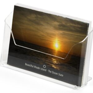 Displays2go Postcard Holders for Tabletop, Fits 6 x 4 Inch Cards, Set of Twenty – Clear (LHPCLAND)