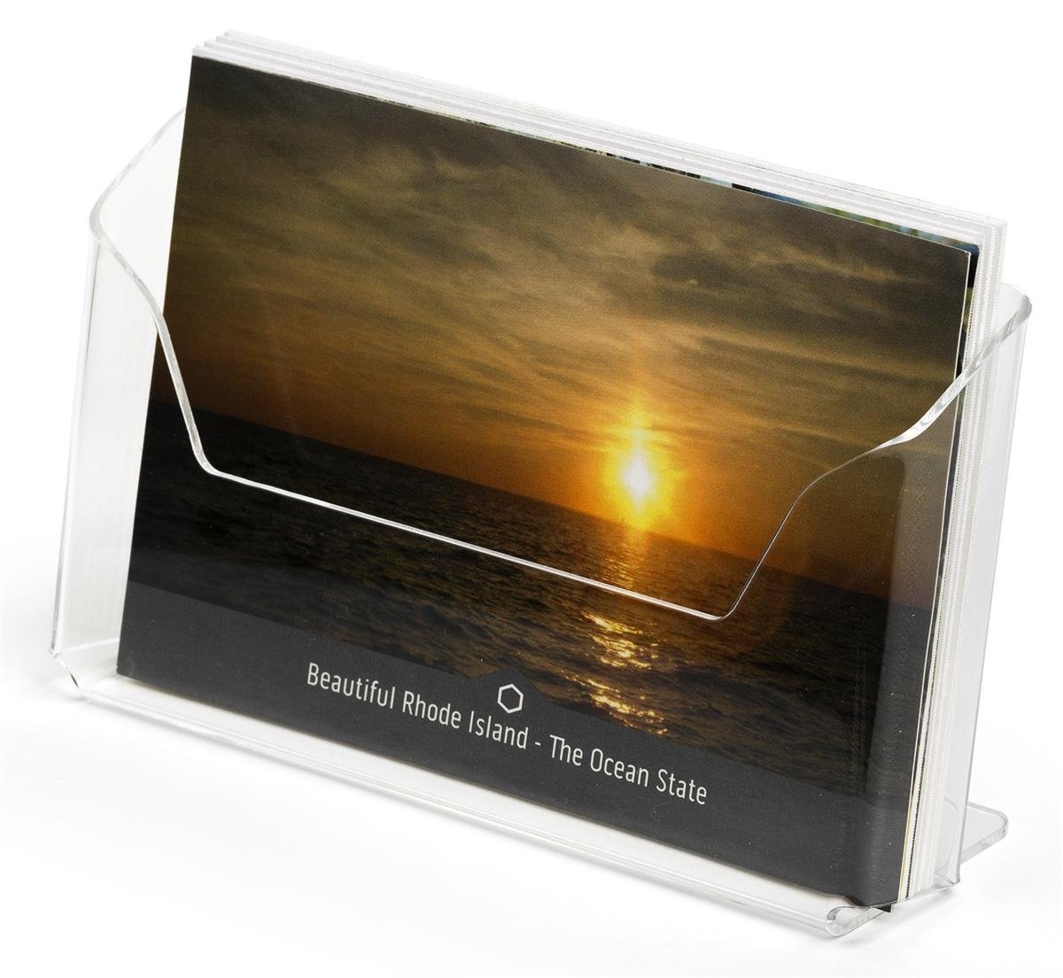 Displays2go Postcard Holders for Tabletop, Fits 6 x 4 Inch Cards, Set of Twenty – Clear (LHPCLAND)