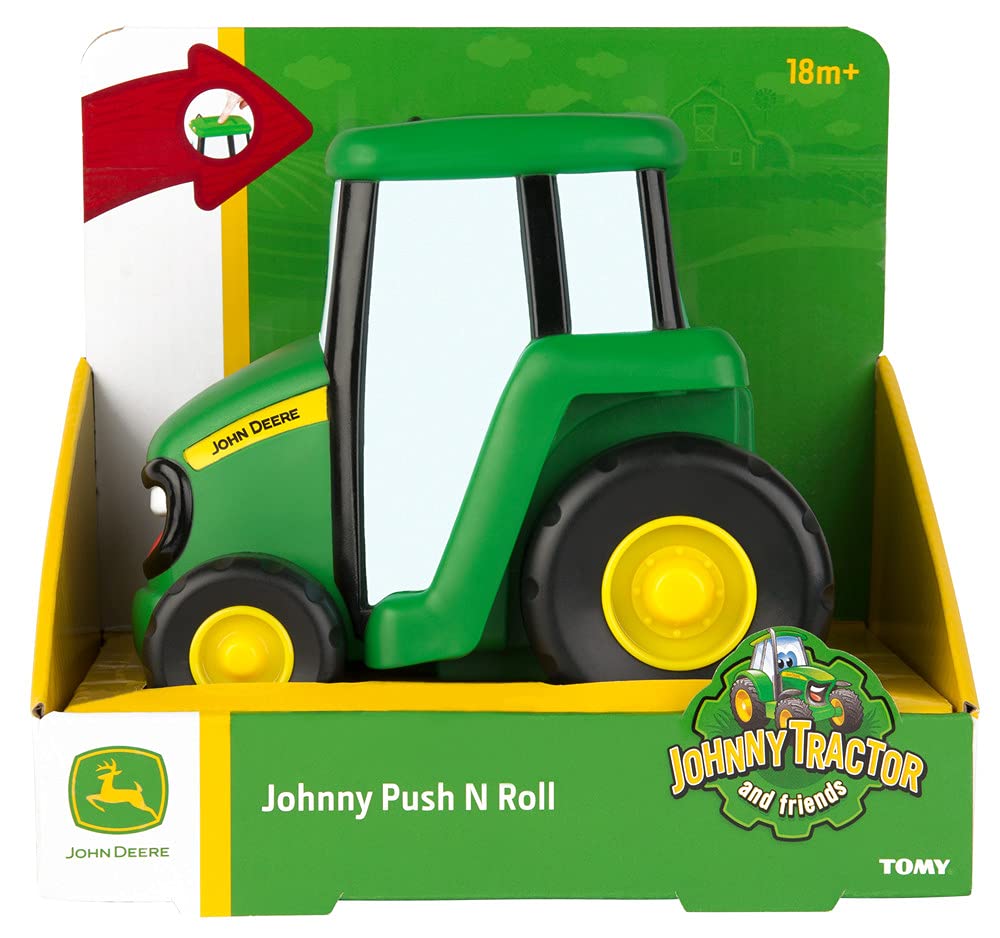 John Deere Johnny Push N Roll Toy Tractor, Ages 18 Months and Up, unisex-children