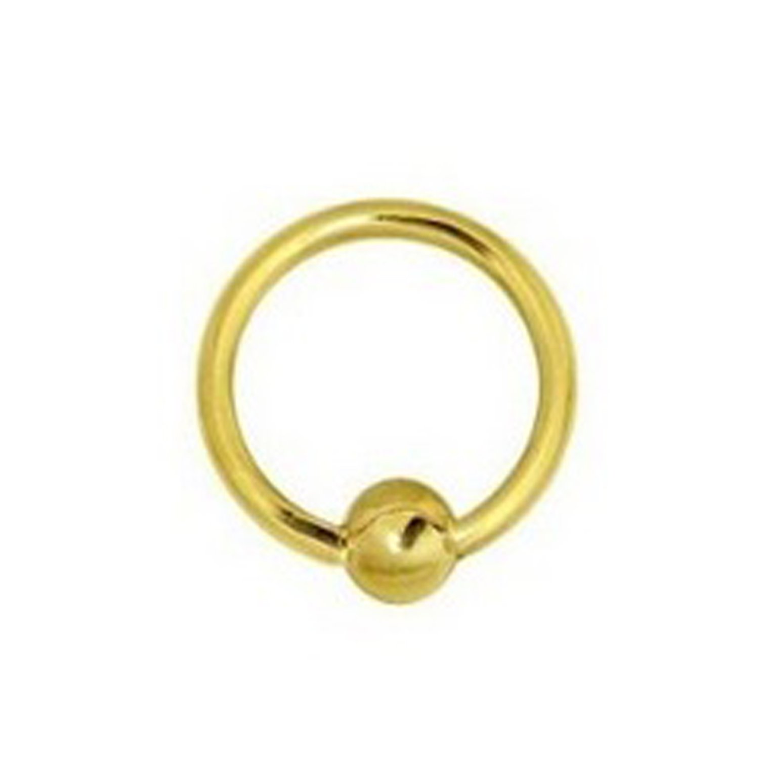 Ritastephens 14K Solid Yellow Gold Nipple Ring Captive Bead Ring Body Jewelry 14 gauge