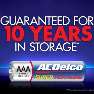 ACDelco 100-Count AAA Batteries, Maximum Power Super Alkaline Battery, 10-Year Shelf Life, Recloseable Packaging