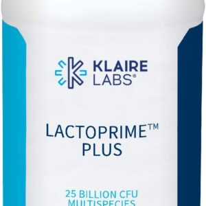 Klaire Labs Lactoprime Plus Probiotic - 25B CFU for Carb-Sensitive Men & Women - 7 Lactobacillus and 5 Bifidobacterium Blend for GI & Immune Support - Designed for FODMAP Compatibility (60 Capsules)