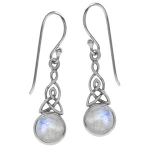 silvershake natural moonstone 925 sterling silver triquetra celtic knot dangle hook earrings