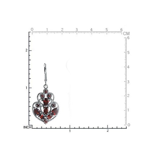 Silvershake 5.8ct. Natural Garnet 925 Sterling Silver Filigree Victorian Style Leverback Dangle Earrings Jewelry for Women