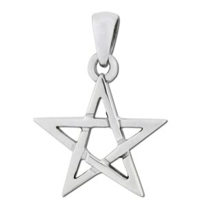 moonlight mysteries sterling silver wiccan pentacle pentagram star pendant; 5/8" wide