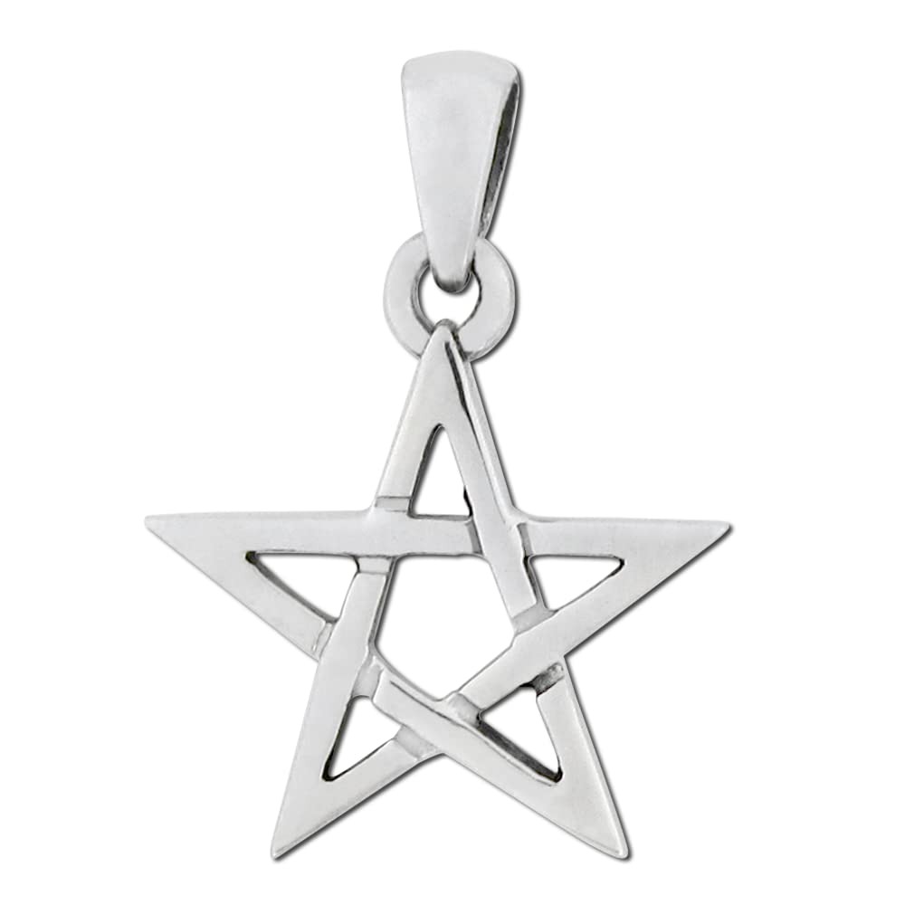 Moonlight Mysteries Sterling Silver Wiccan Pentacle Pentagram Star Pendant; 5/8" wide