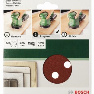 Bosch Accessories 2609256A25 Sanding Sheet Set for Random Orbit Sanders (5-Piece)