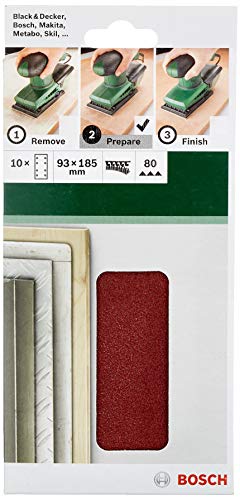 Bosch 2609256A82 Sanding Sheet Set for Orbital Sanders (10-Piece)