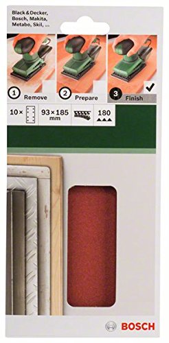 Bosch Accessories 2609256A84 Sanding Sheet Set for Orbital Sanders (10-Piece)