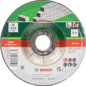 Bosch DIY Trennscheibe Stein für Winkelschleifer (5 Stück, Ø 125 mm, gekröpft, C 30 S BF)