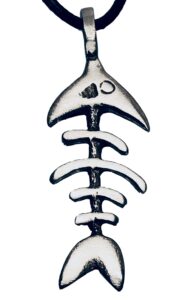 trilogy jewelry pewter fish bones nautical fishbones pendant on leather necklace