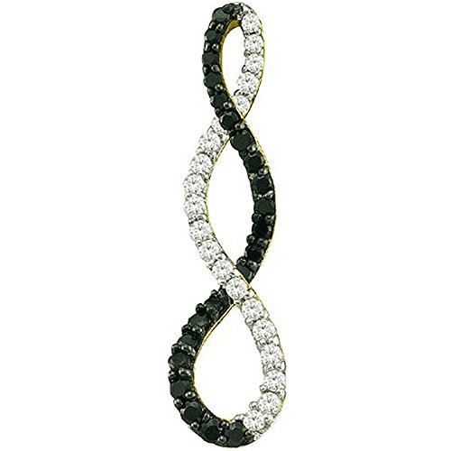 Dazzlingrock Collection 0.48 Carat (ctw) 10k Round Black & White Diamond Ladies Swirl Pendant, Yellow Gold