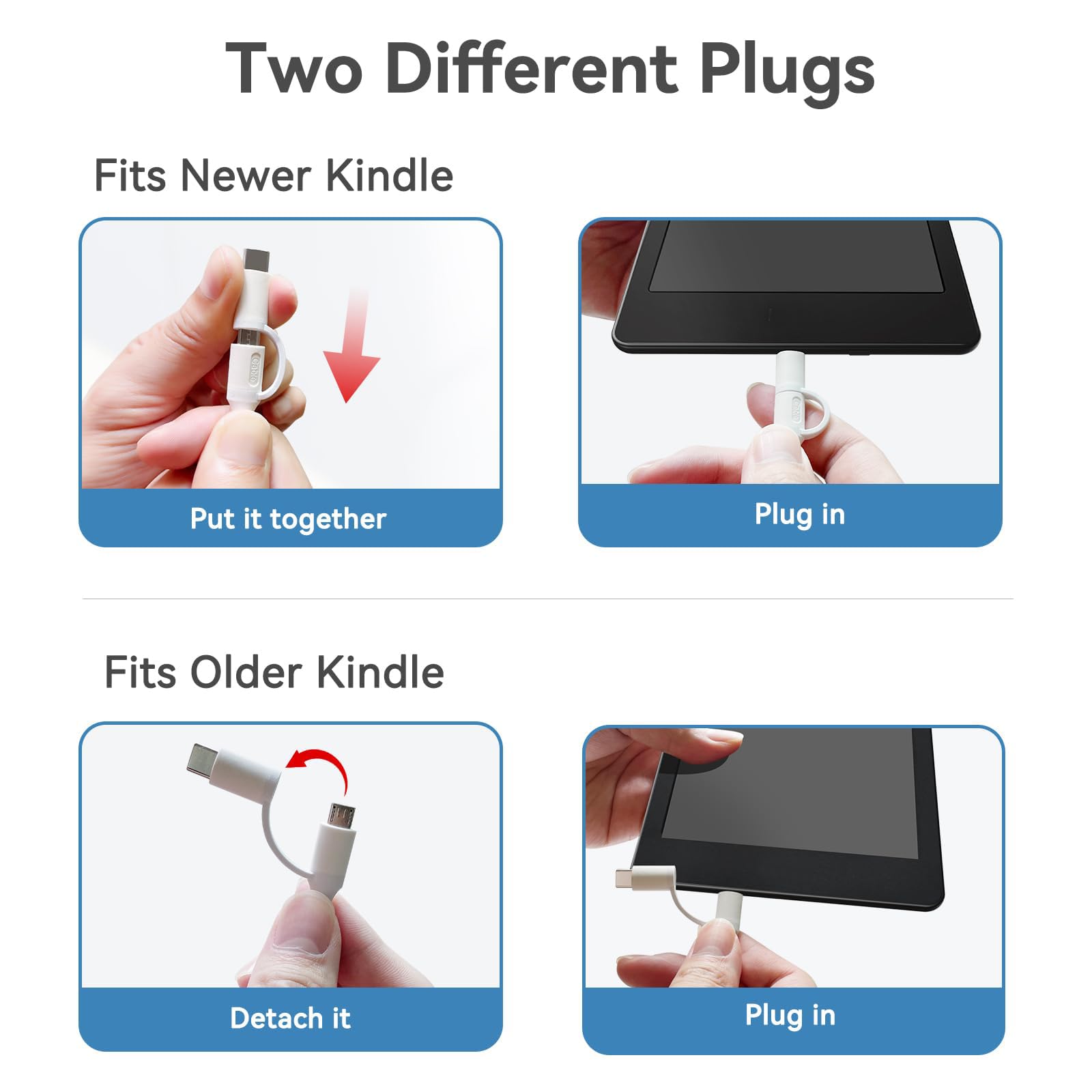 Charger Cord Replacement for Kindle Fire, Paperwhite, Amazon Fire Tablet, Oasis e-Reader - White 6 ft