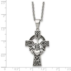 IceCarats Stainless Steel Vintage Heart Love Irish Claddagh Celtic Cross Pendant Necklace Charm 20 inch Cable Link Chain Jewelry