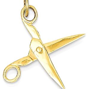 IceCarats 14K Yellow Gold Dangling Scissors Necklace Charm Pendant 26mm x 15mm Only