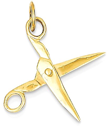 IceCarats 14K Yellow Gold Dangling Scissors Necklace Charm Pendant 26mm x 15mm Only