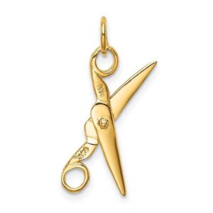 IceCarats 14K Yellow Gold Dangling Scissors Necklace Charm Pendant 26mm x 15mm Only