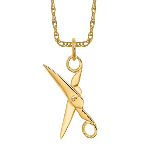 IceCarats 14K Yellow Gold Dangling Scissors Necklace Charm Pendant 26mm x 15mm Only