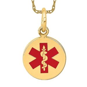 IceCarats 14K Yellow Gold Medical Alert Necklace Charm Pendant 16mm x 9.7mm Only