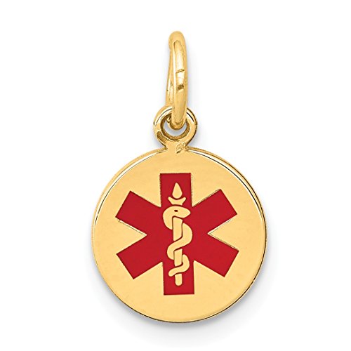 IceCarats 14K Yellow Gold Medical Alert Necklace Charm Pendant 16mm x 9.7mm Only