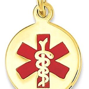 IceCarats 14K Yellow Gold Medical Alert Necklace Charm Pendant 16mm x 9.7mm Only