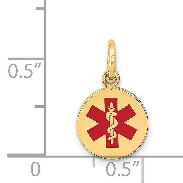 IceCarats 14K Yellow Gold Medical Alert Necklace Charm Pendant 16mm x 9.7mm Only