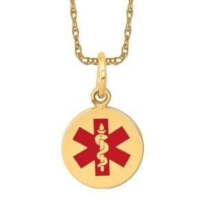 IceCarats 14K Yellow Gold Medical Alert Necklace Charm Pendant 16mm x 9.7mm Only