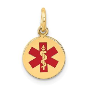 IceCarats 14K Yellow Gold Medical Alert Necklace Charm Pendant 16mm x 9.7mm Only