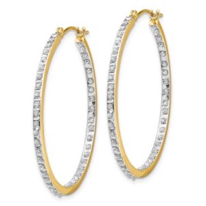 14k yellow gold diamond round hinged hoop earrings