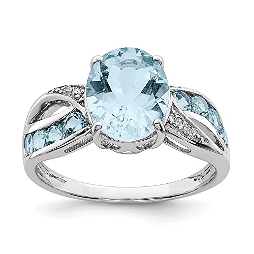 IceCarats 925 Sterling Silver Diamond Sky Blue Topaz Ring Gemstone Band Size 10