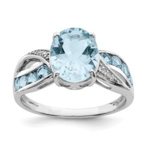 IceCarats 925 Sterling Silver Diamond Sky Blue Topaz Ring Gemstone Band Size 10