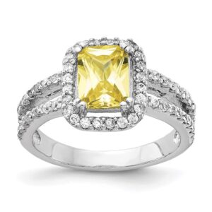 IceCarats 925 Sterling Silver Yellow Cushion-cut White Cubic Zirconia CZ Halo Round Statement Ring Size 7